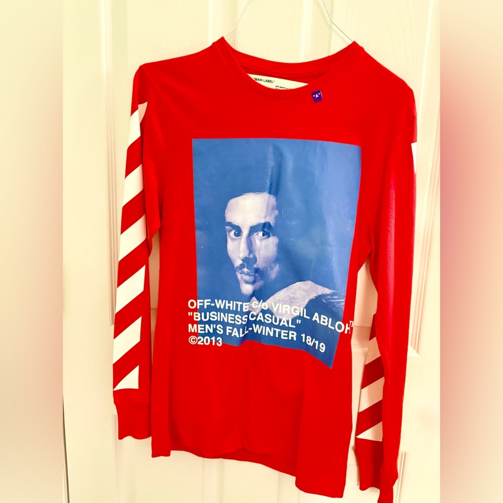 OFF-WHITE Authentic Bernini Long Sleeve Tee, Red, Size XS, EUC - Picture 6 of 12